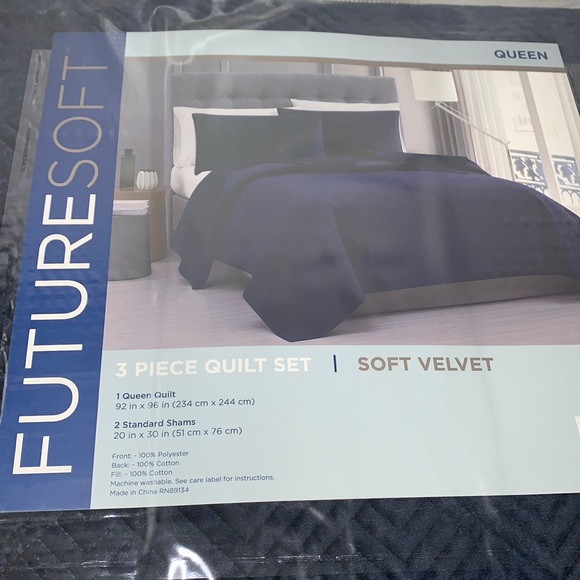 Future Soft Embroidered Velvet Queen Quilt Set 3Pc - Picture 14 of 16